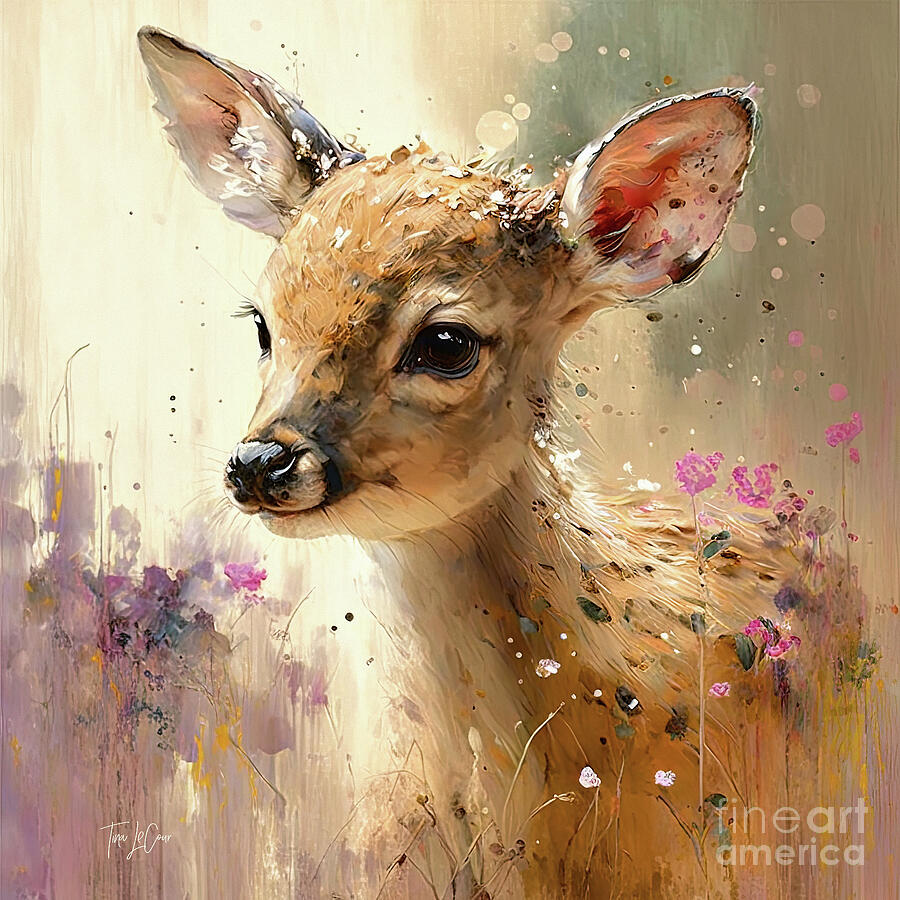 Yellowstone National Park Painting - Darling Little Fawn by Tina LeCour