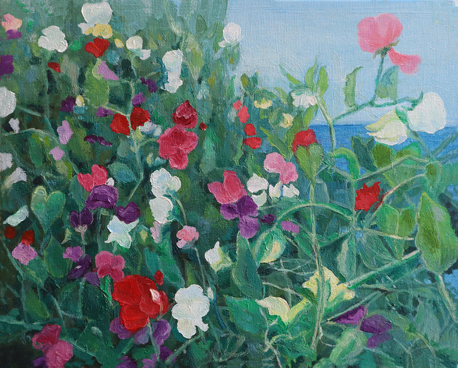 Flower Painting - Sweet Peas #1 by Barbara Esposito