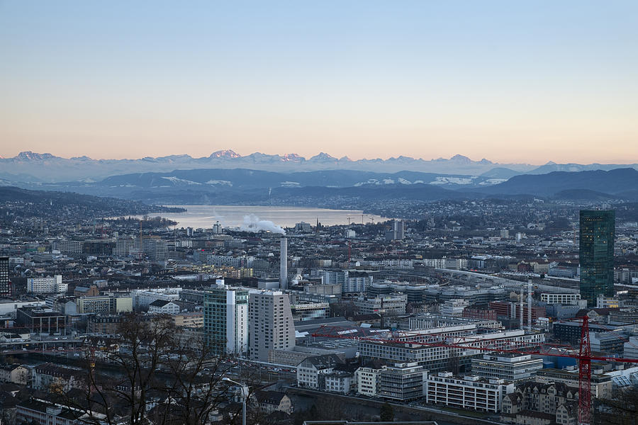Switzerland, Zurich, view to city with Zurichsee in front of the Swiss Alp #1 Photograph by Westend61