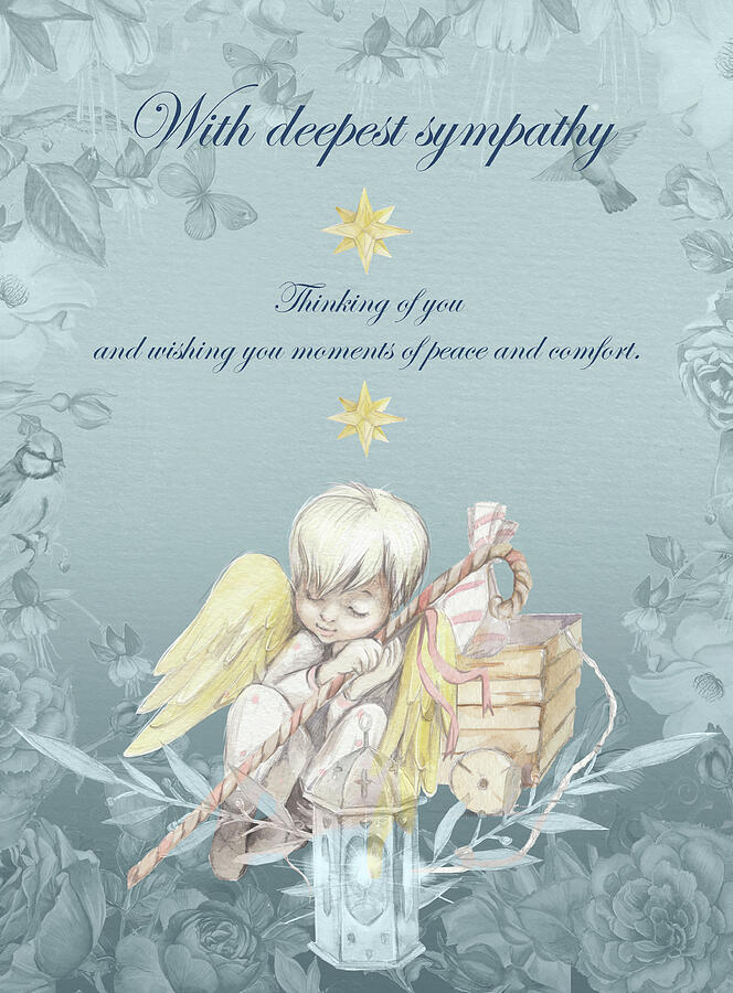 Sympathy Greeting With An Angel 2 #1 Digital Art by Johanna Hurmerinta