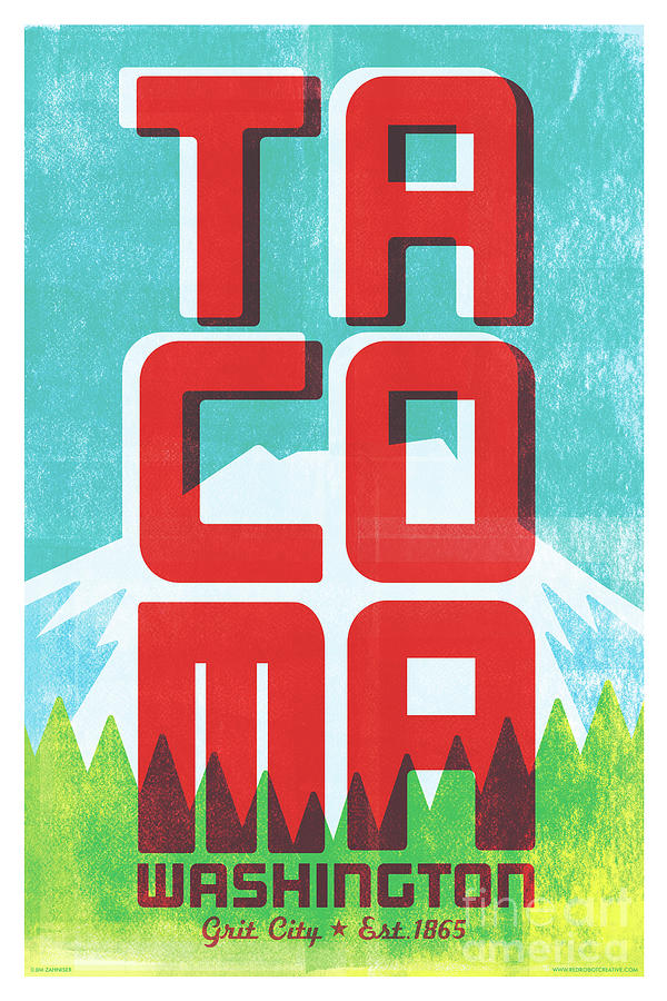 Vintage Digital Art - Tacoma Poster - Vintage Style Travel  #3 by Jim Zahniser
