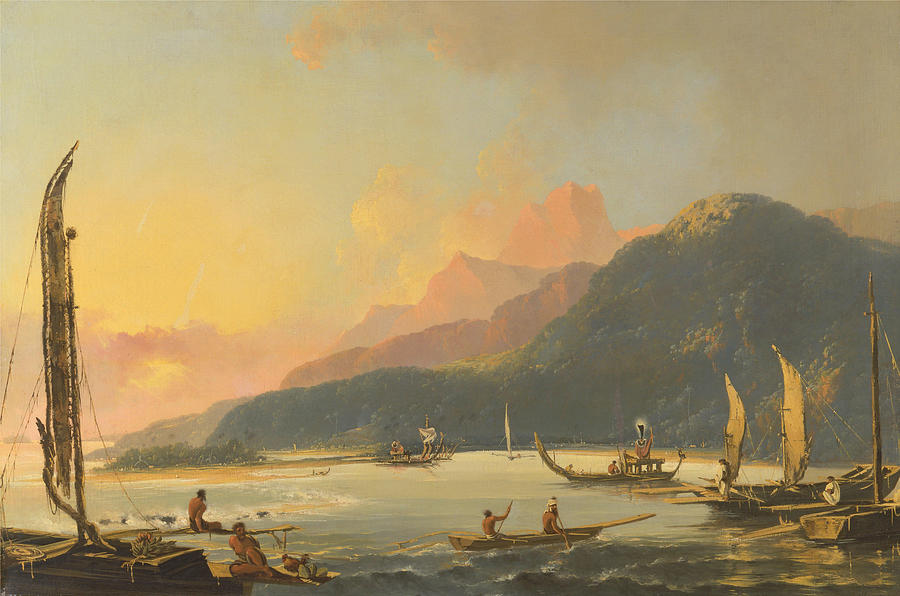 William Hodges Painting - Tahitian War Galleys in Matavai Bay  Tahiti  #1 by William Hodges