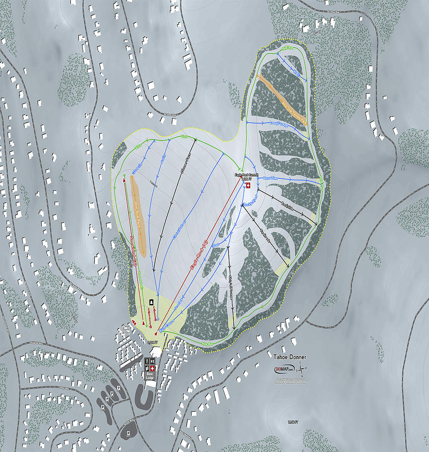 Tahoe Donner Ski Resort Map Digital Art By Powder Addicts Pixels 2696