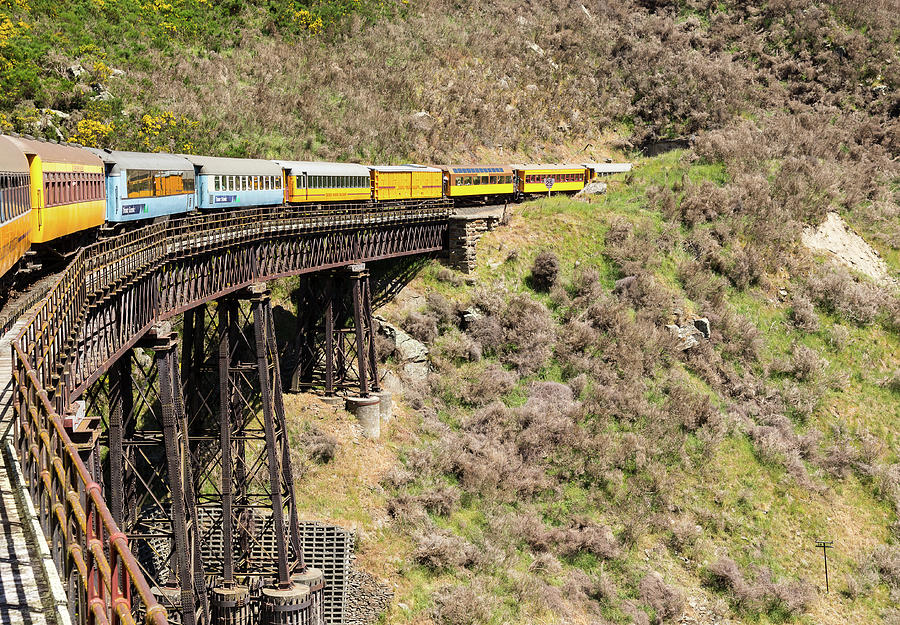 Taieri Gorge railway crosses bridge New Zealand Photograph by Steven ...