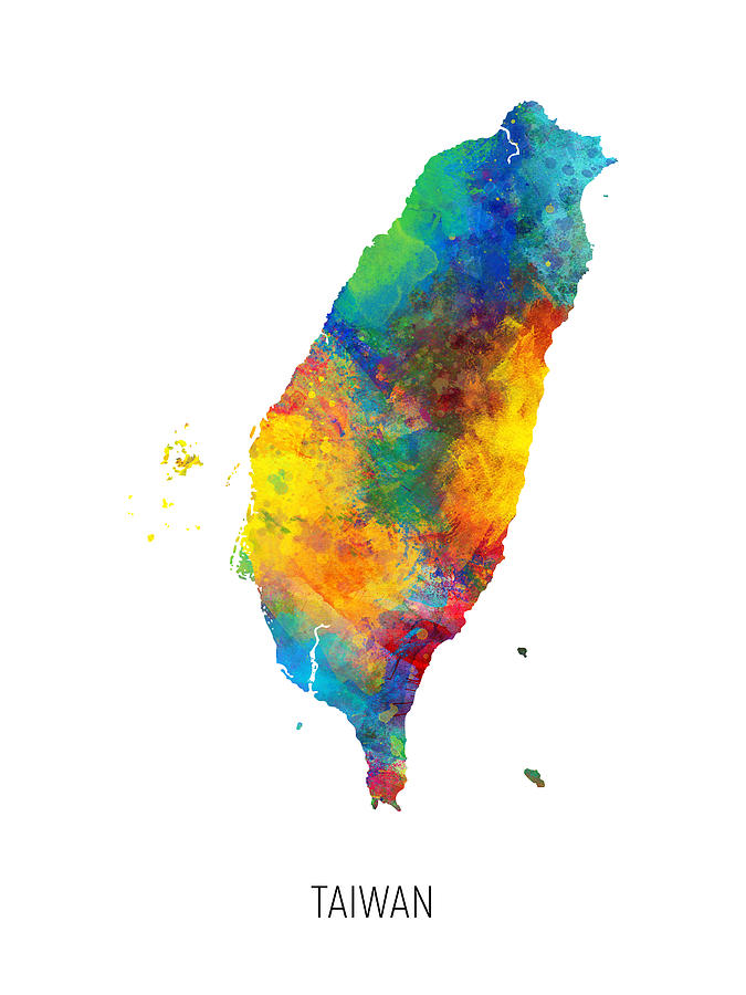 Country Map Digital Art - Taiwan Watercolor Map #1 by Michael Tompsett