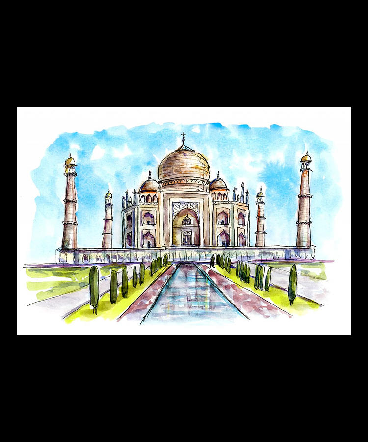 Taj Mahal Watercolour Art Digital Art by Pristine Artist