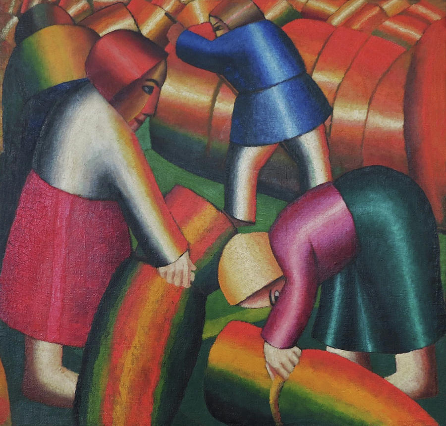 Primary Colors Painting - Taking in the Rye #1 by Kazimir Malevich
