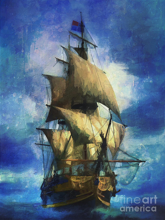 Tall ship, #2 Digital Art by Andrzej Szczerski