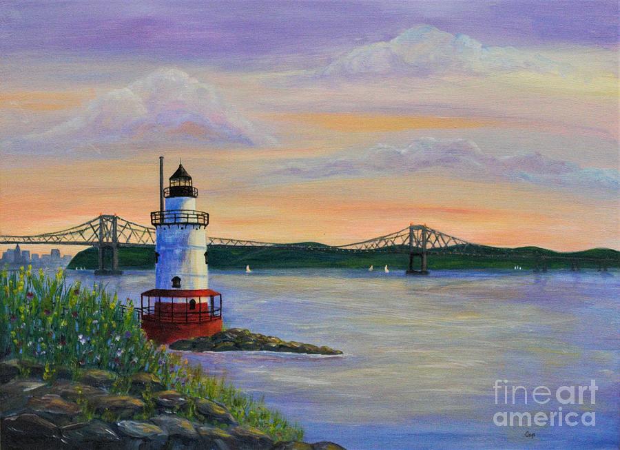 Tarrytown Lighthouse at Sunset #1 Painting by Irene Czys