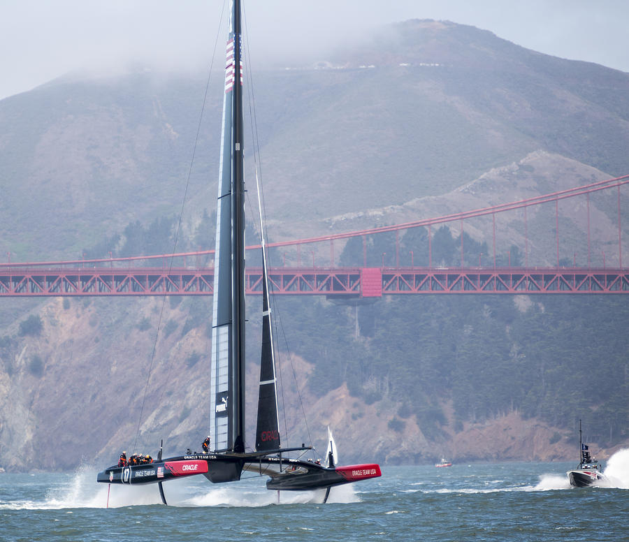 Team Oracles 72 foot Americas Cup catamaran out training #1 Photograph by SteveDF