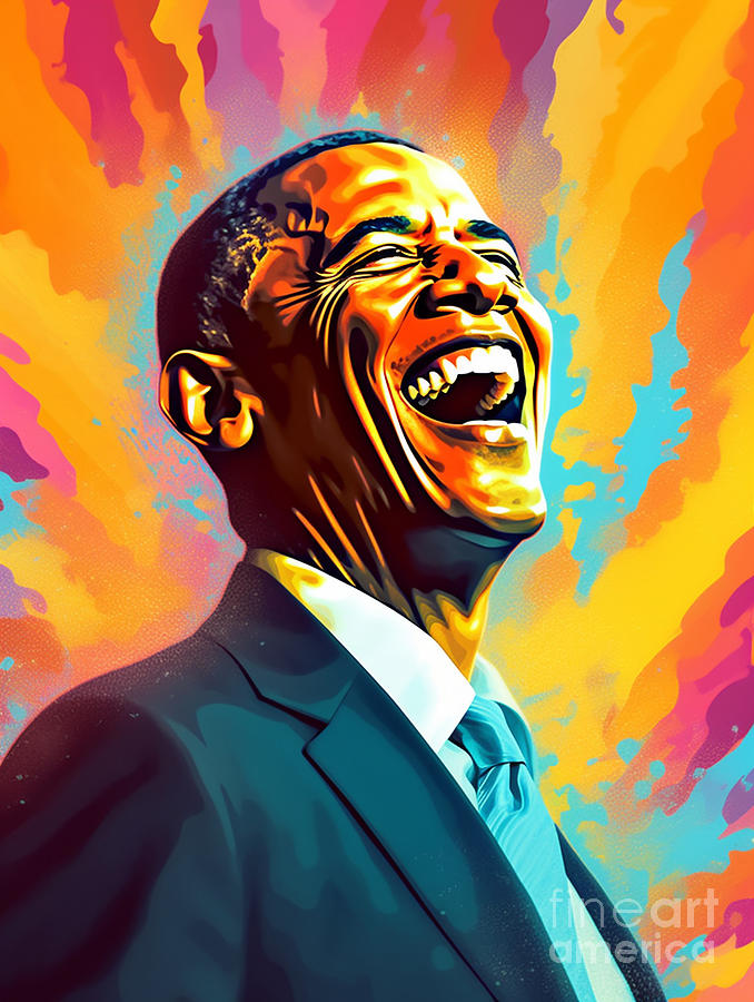 Teen  Barack  Obama  Happy  And  Smiling  Surreal  By Asar Studios Painting