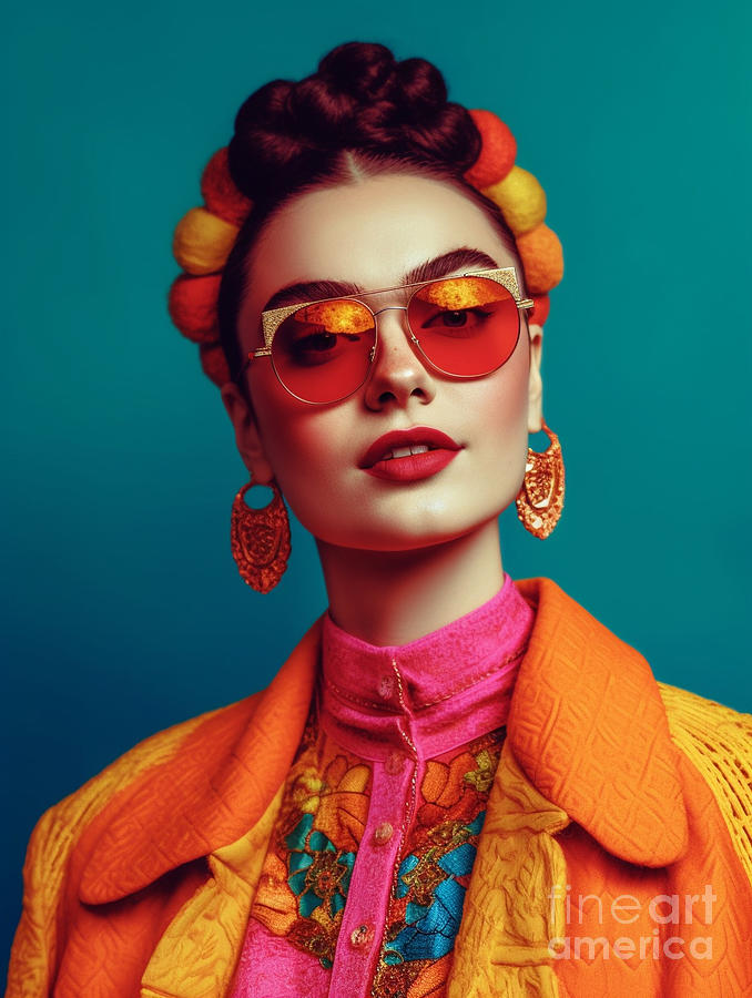 Teen  Frida  Kahlo  Happy  And  Smiling  Surreal  By Asar Studios Painting