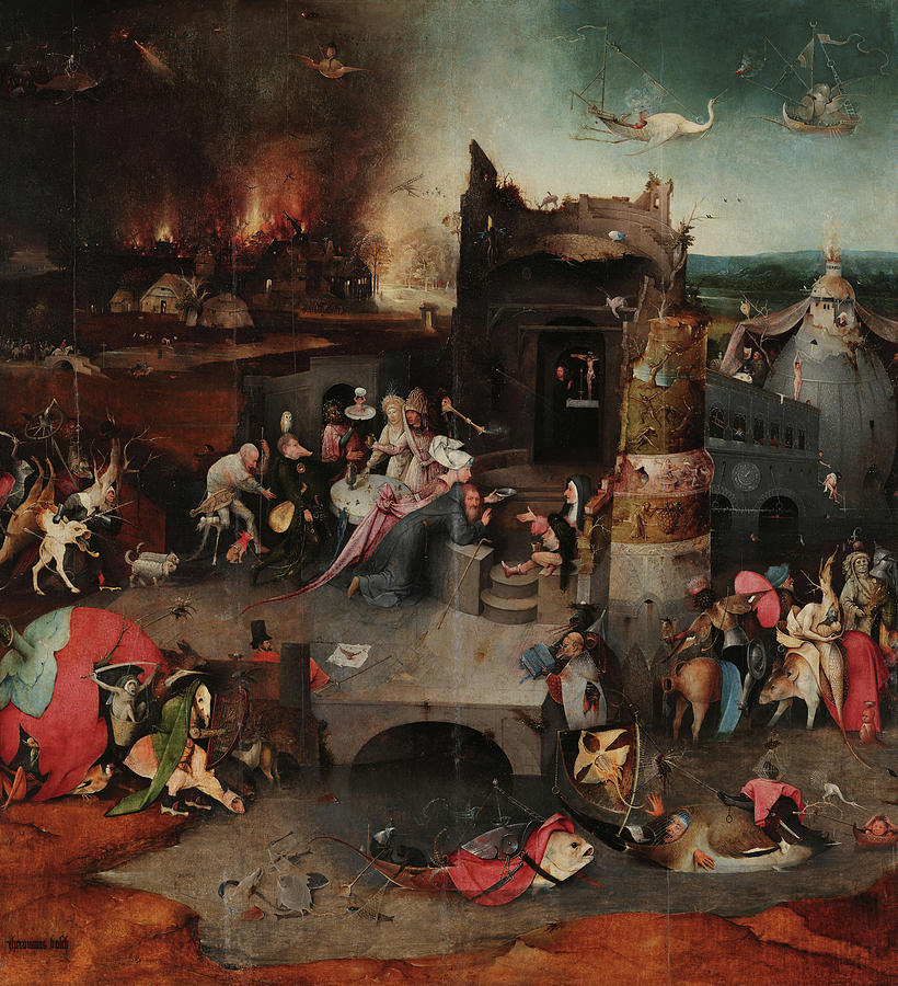 Hieronymus Bosch Painting - Temptation of Saint Anthony - central panel #1 by Hieronymus Bosch