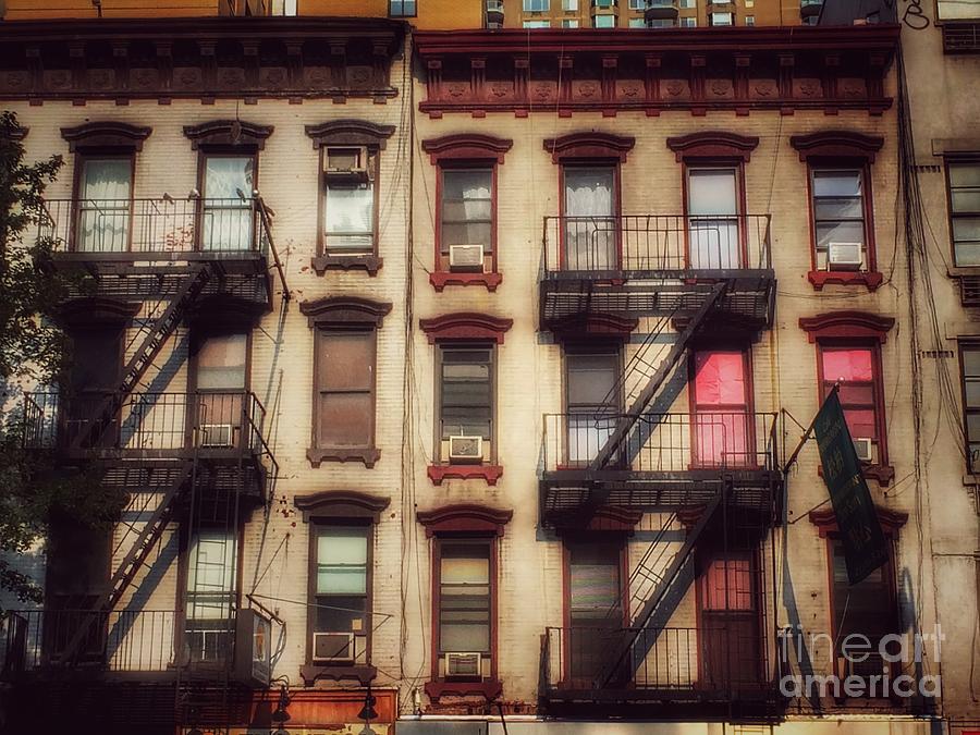 Tenements with Pink Curtains #1 Photograph by Miriam Danar