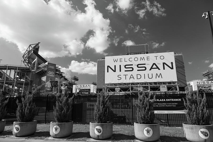 Tennessee Titians Nissan Stadium in Nashville Tennessee in black and white #1 Photograph by Eldon McGraw