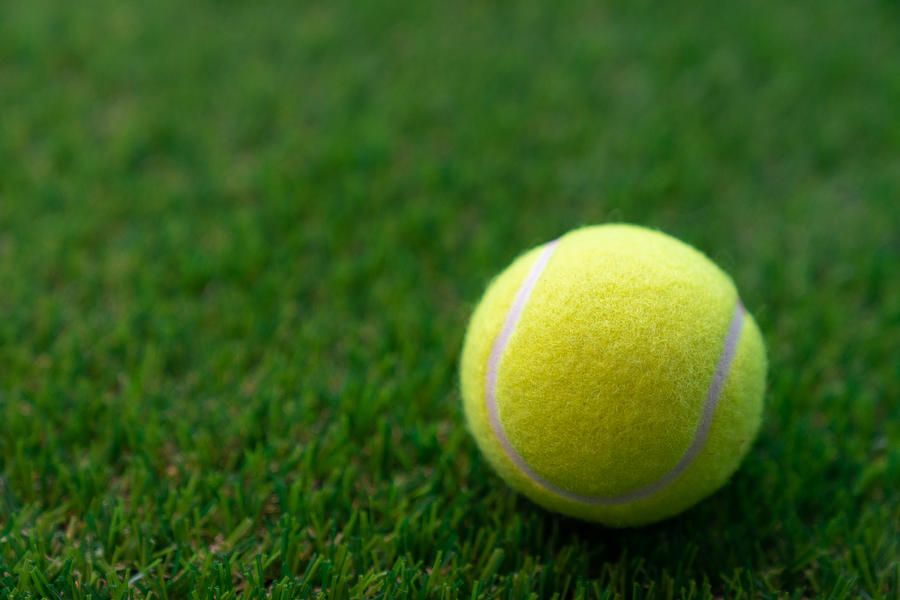 Tennis ball on a green background,Tennis #1 Photograph by Krisanapong Detraphiphat