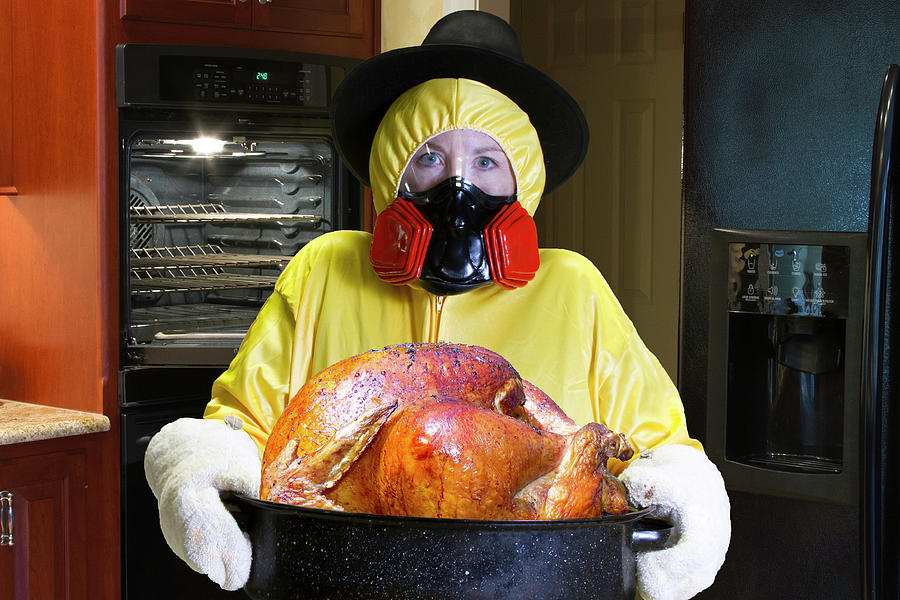 Thanksgiving Dinner Disaster With Hazmat Suit Photograph