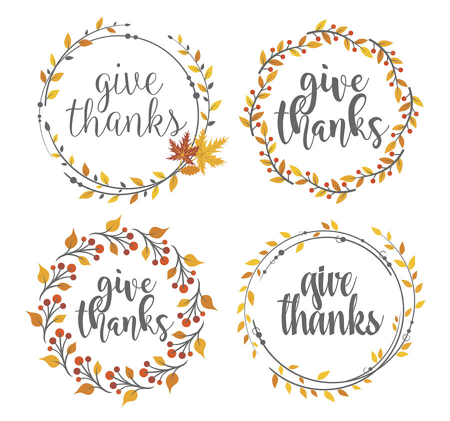 Thanksgiving greeting badges #1 Drawing by Artvea