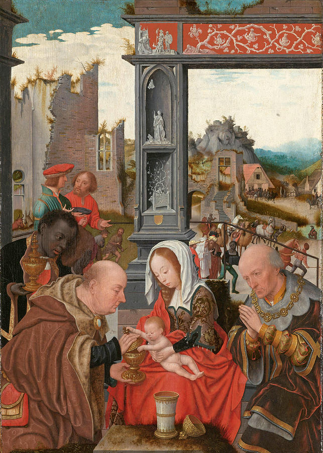 The Adoration of the Magi #1 Painting by Jan Mostaert