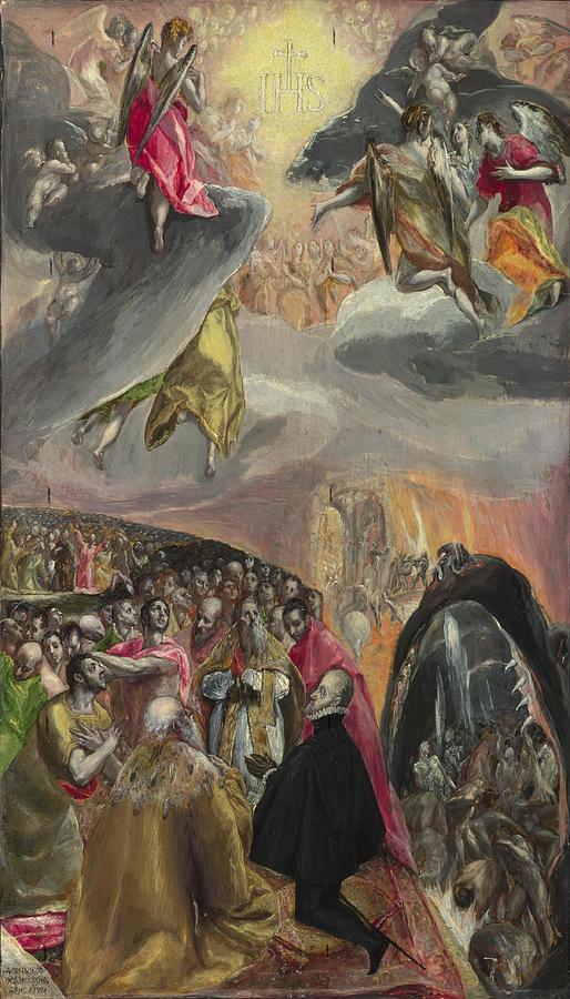 The Adoration of the Name of Jesus  #1 Painting by El Greco