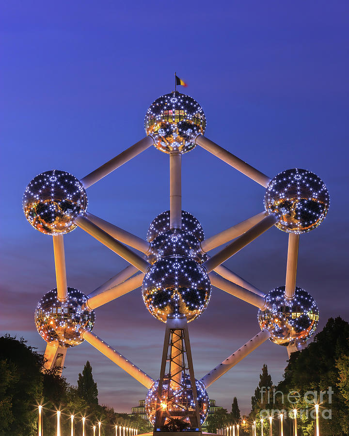 The Atomium in Brussels during blue hour #1 Photograph by Henk Meijer Photography