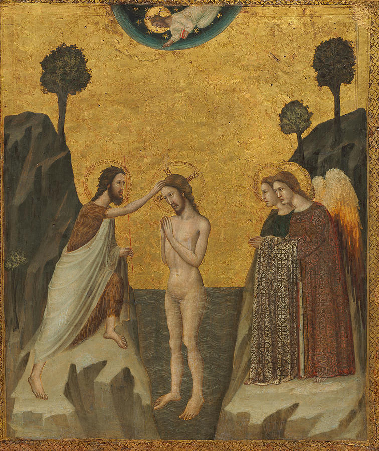 The Baptism of Christ #2 Painting by Giovanni Baronzio