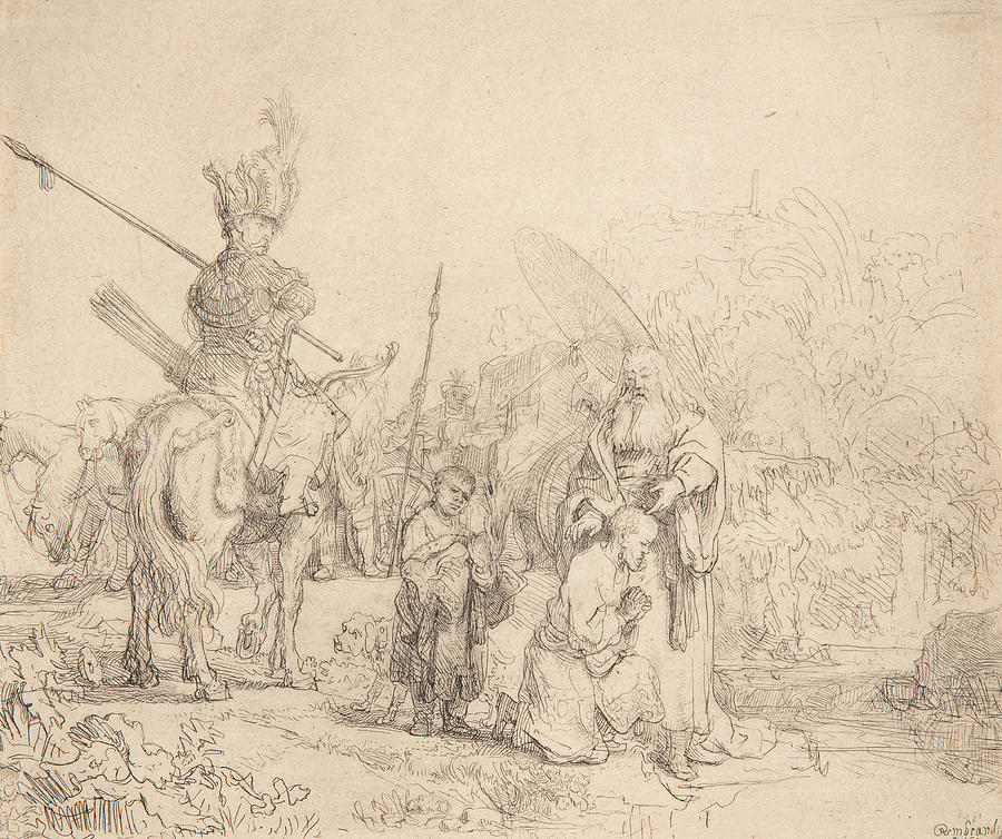 The Baptism of the Eunoch Drawing by Rembrandt Harmensz van Rijn - Pixels