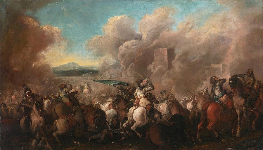 The Battle Of Podhajce Painting by Jacques Courtois French | Pixels