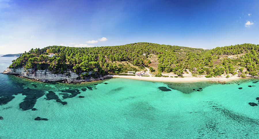 The beach Milia of Alonissos from drone, Greece #1 Photograph by Constantinos Iliopoulos