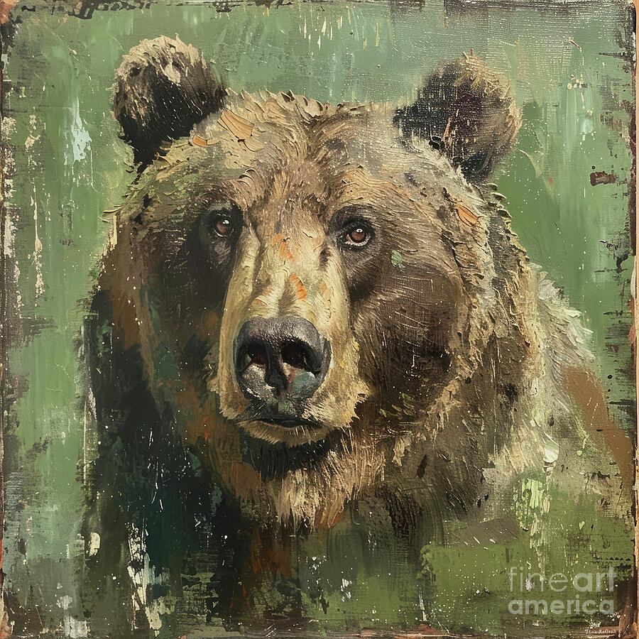 The Bear Portrait Painting by Tina LeCour
