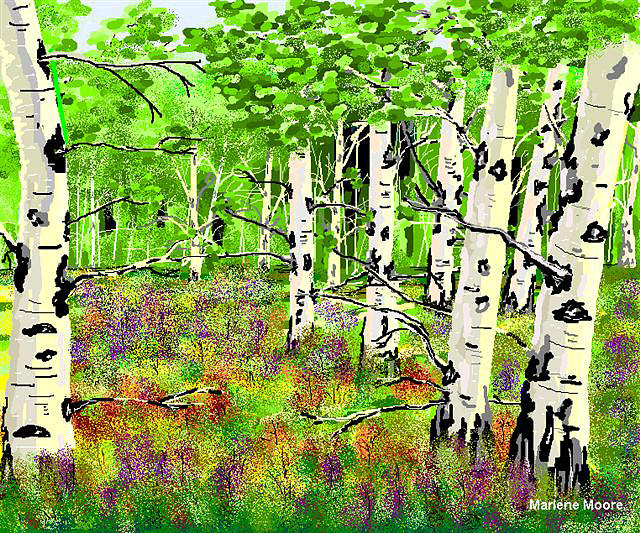 The Birches #2 Painting by Marlene Moore