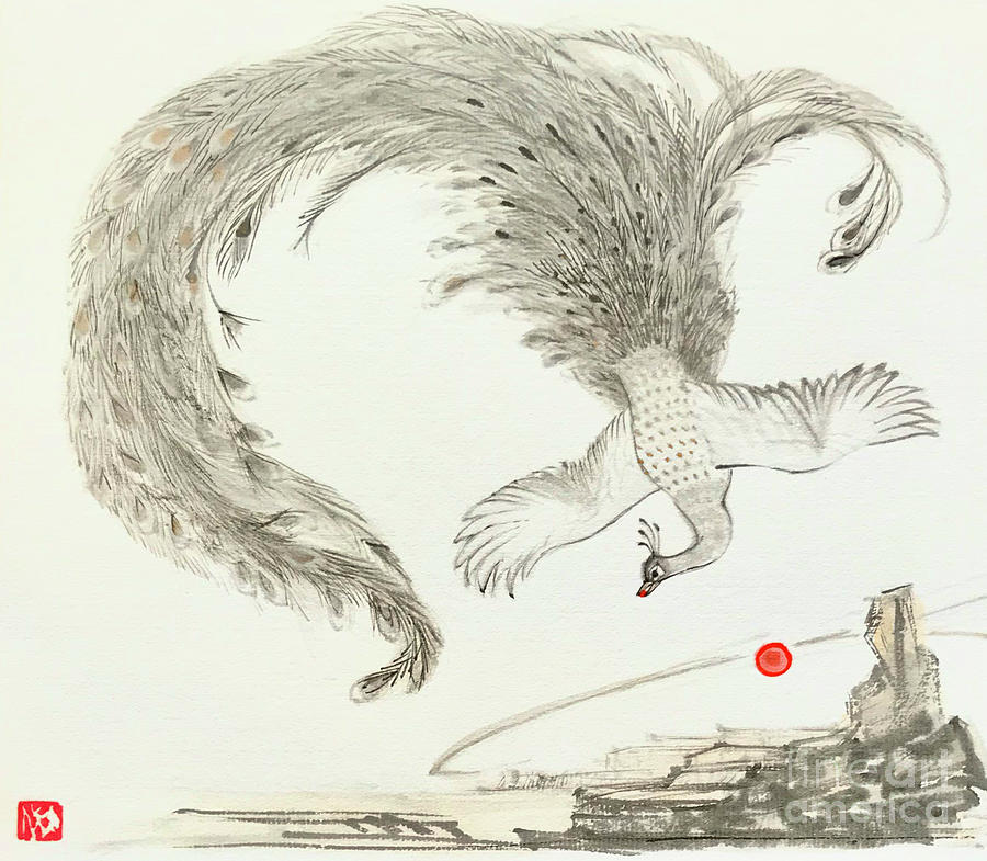 The Bird Fighting Disaster #3 Painting by Fumiyo Yoshikawa