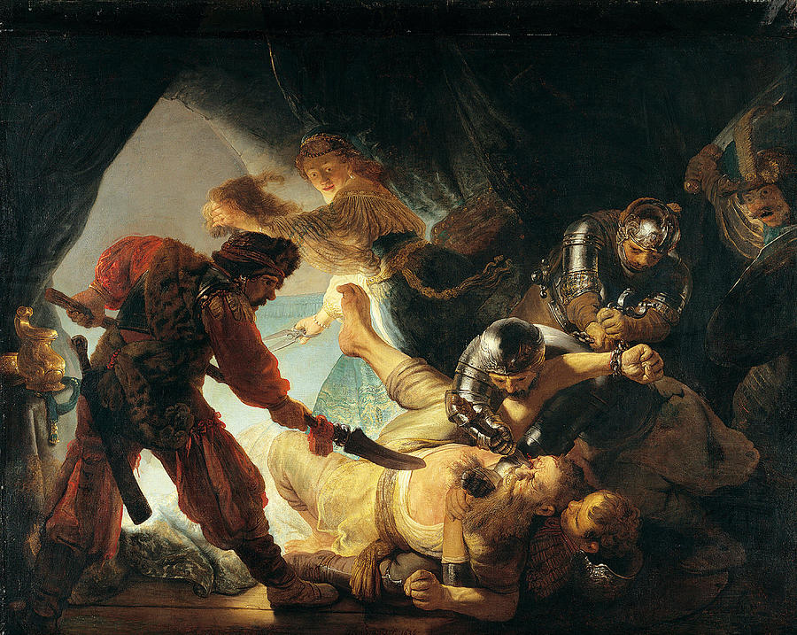 Rembrandt Painting - The Blinding of Samson  #1 by Rembrandt