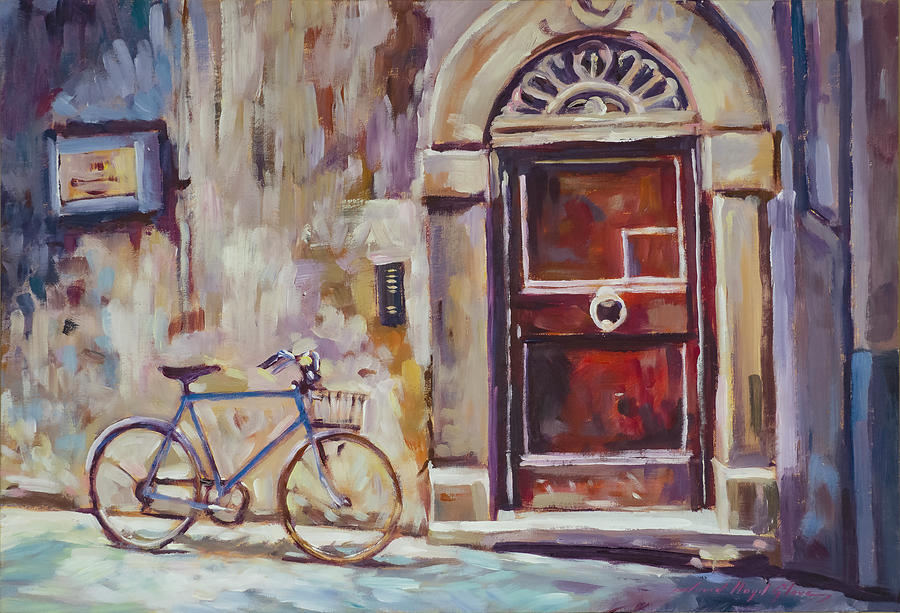 The Blue Bicycle #1 Painting by David Lloyd Glover