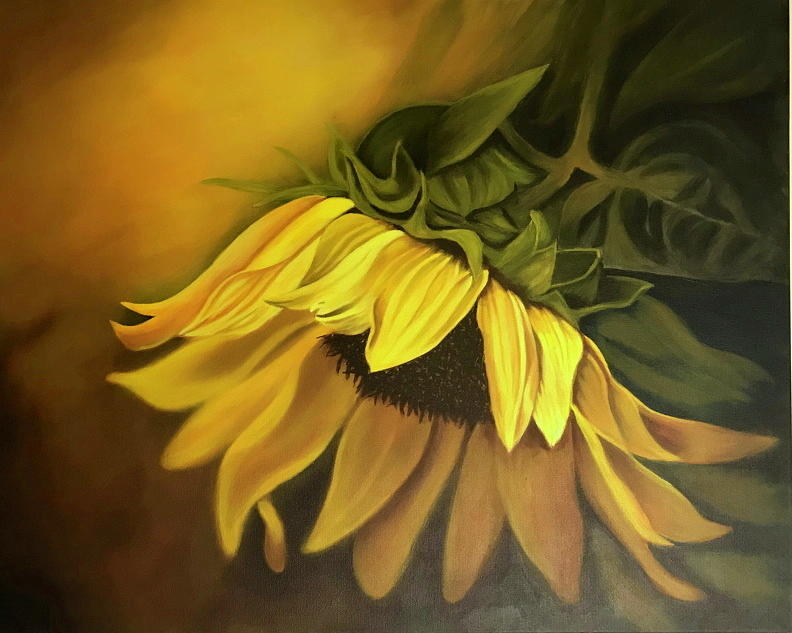 Sunflower Painting - Sunflower at sunset by Francesca Deluca