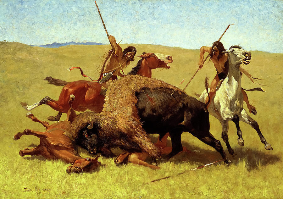 Frederic Remington Painting - The Buffalo Hunt #1 by Frederic Remington