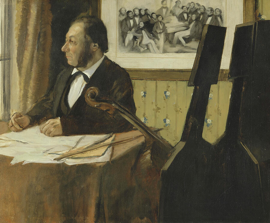 The Cellist Pilet, from 1868-1869 Painting by Edgar Degas