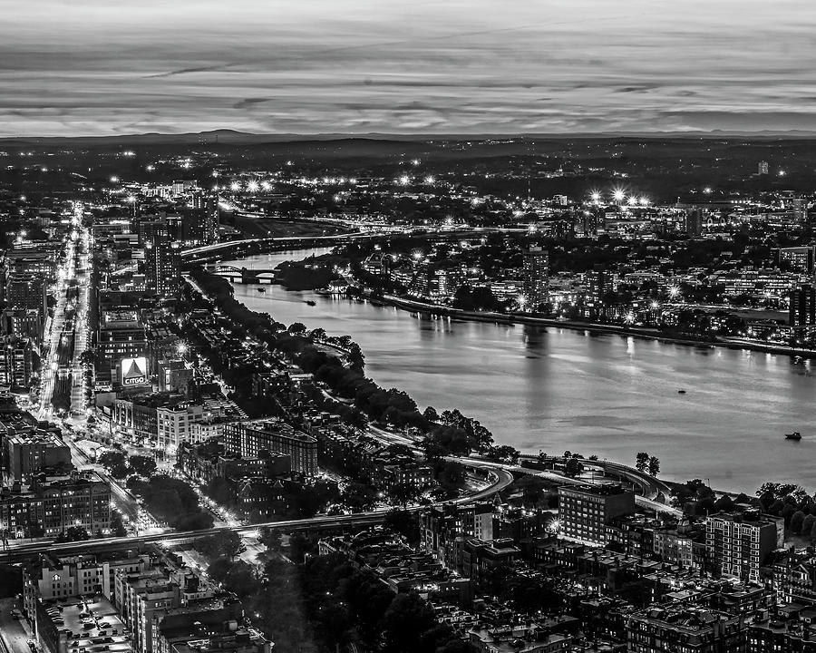 The Charles River Runs Through Boston at Sunset Boston, MA Black and White #1 Photograph by Toby McGuire