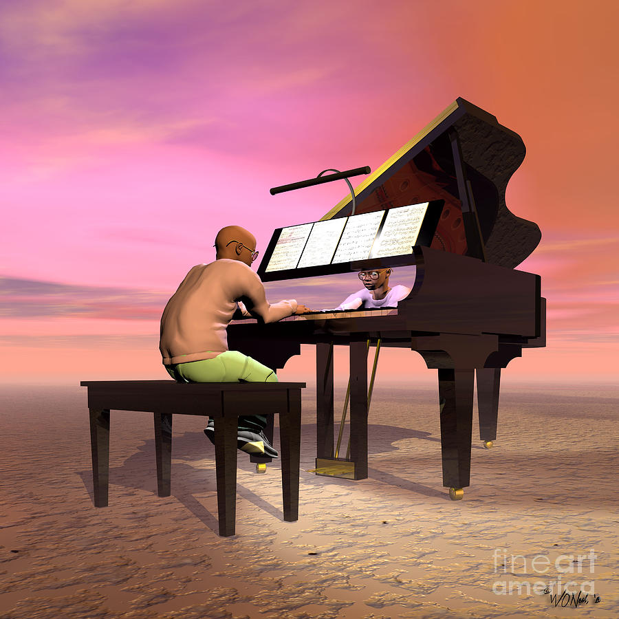 Piano Digital Art - The Child Prodigy #1 by Walter Neal