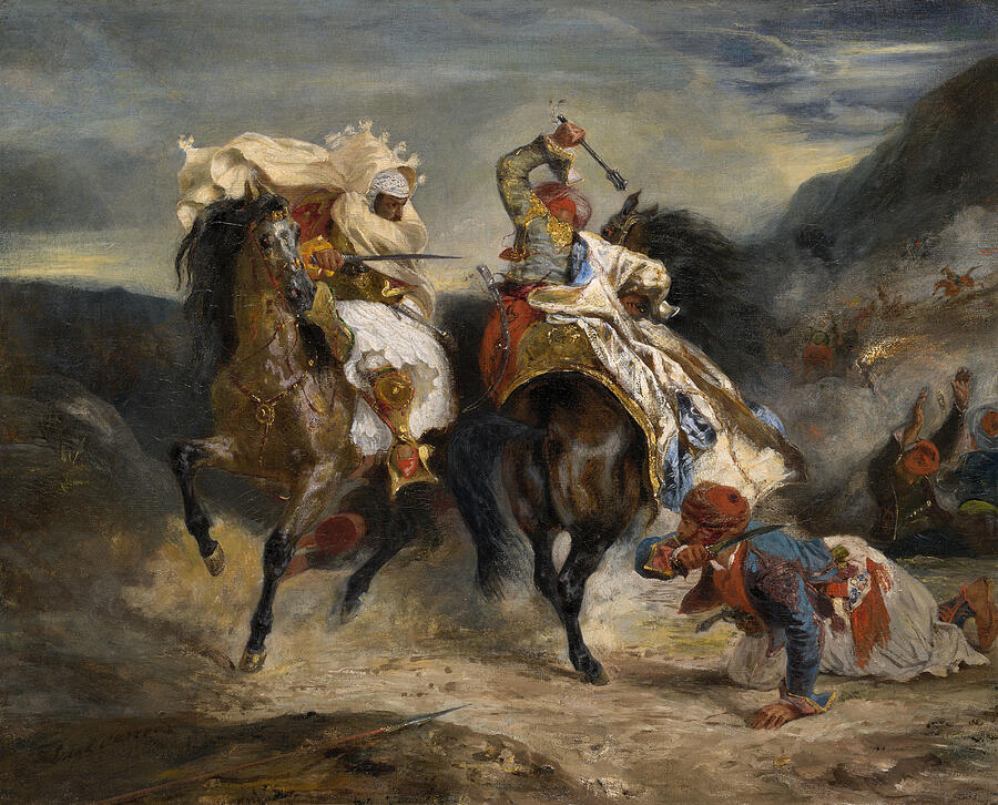 The Combat of the Giaour and Hassan, from 1826 Painting by Eugene Delacroix