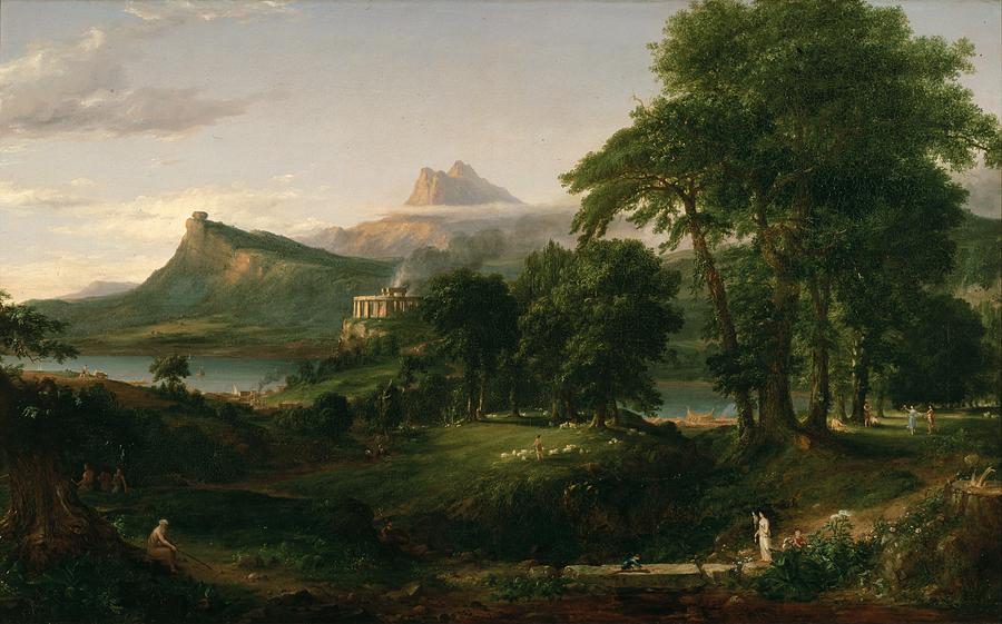 Thomas Cole Painting - The Course of Empire  The Arcadian or Pastoral State #1 by Thomas Cole