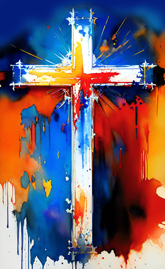 Easter Painting -  The Cross Painting by La Moon Art