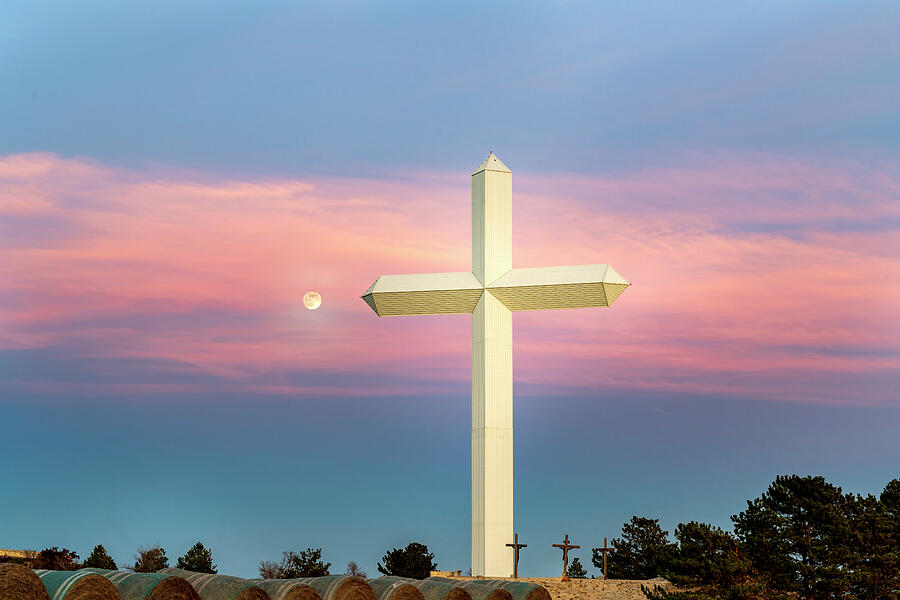 The Cross and Moon - 28179 Photograph by Wall Art Of Texas