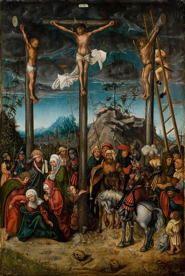 Lucas Cranach The Elder Painting - The Crucifixion  #1 by Lucas Cranach the Elder