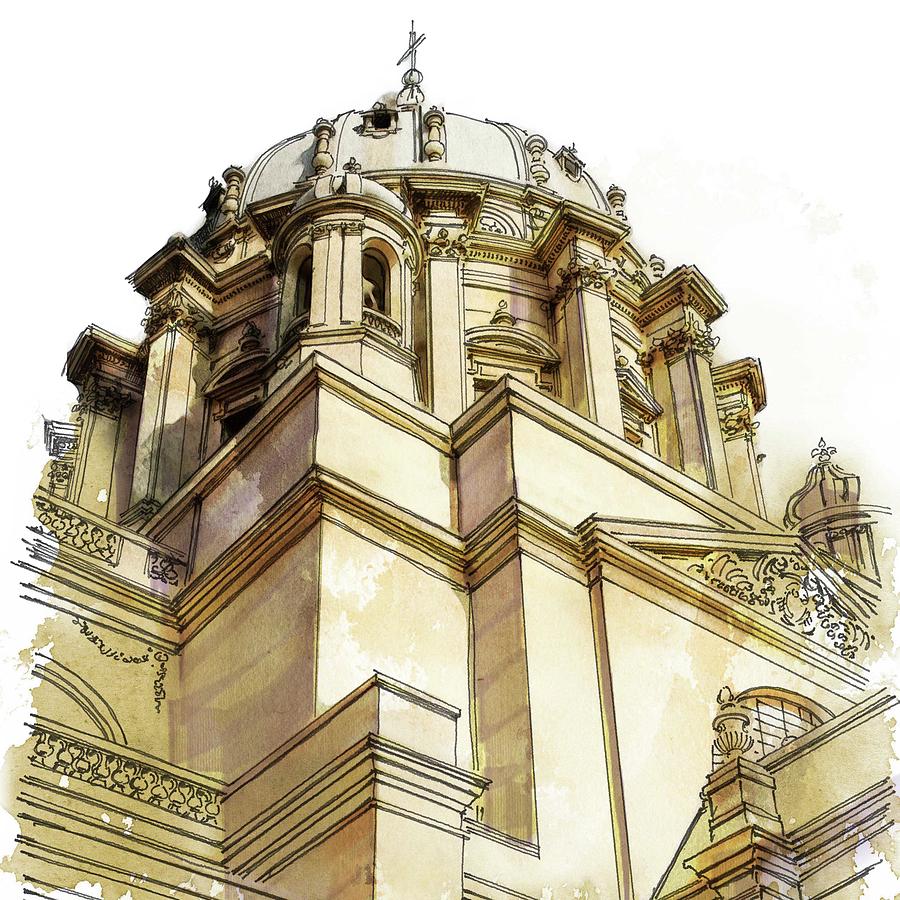 The cupola of the Val-de-Grace, Paris. Drawing by Yann Leroy | Fine Art ...