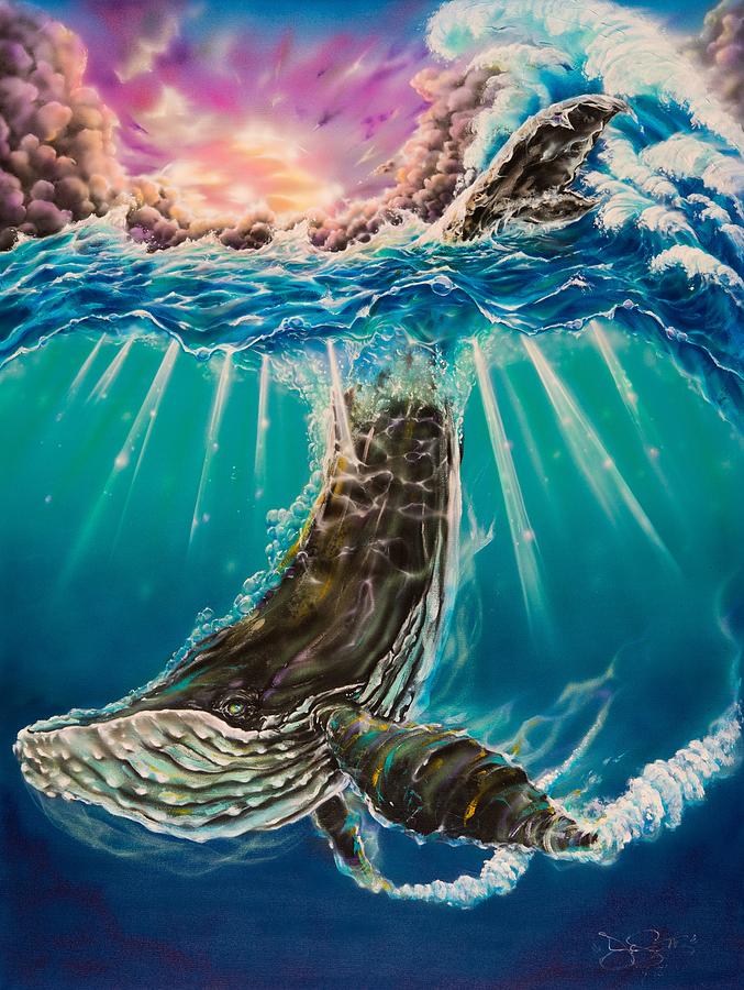 Aloha Painting - The Dive by Joel Salinas III Aloha Painting - The Dive by Joel Salinas III