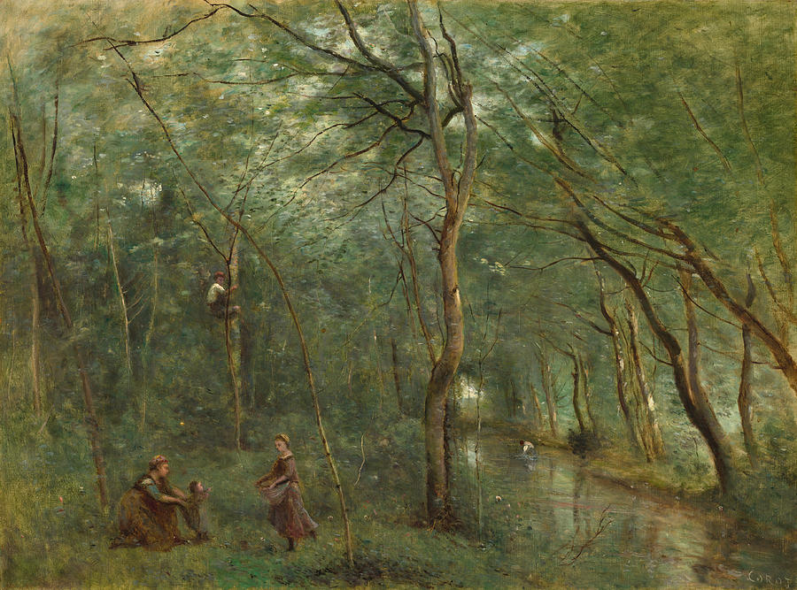 The Eel Gatherers #1 Painting by Jean Baptiste Camille Corot
