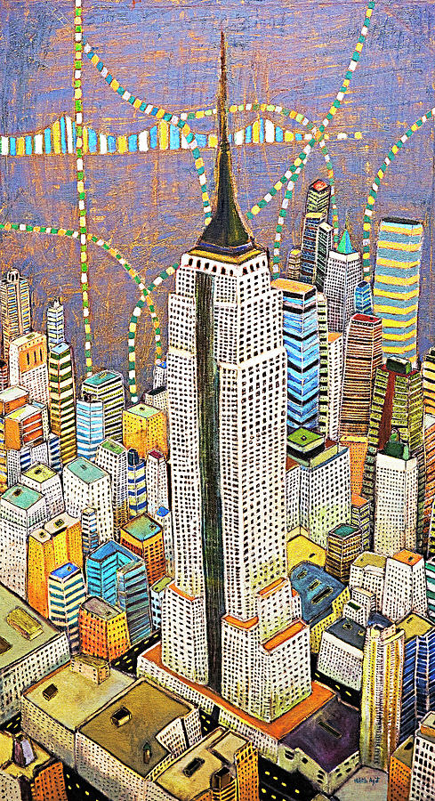 The Empire of Manhattan NYC skyline with Empire state building Painting by Habib Ayat
