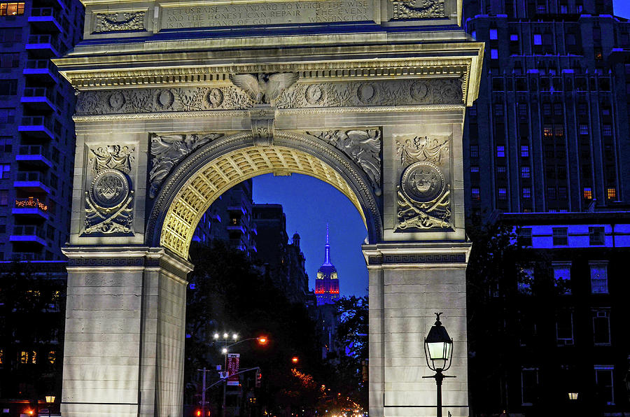 The Empire State Building through the Washington Square Arch #1 Photograph by Toby McGuire