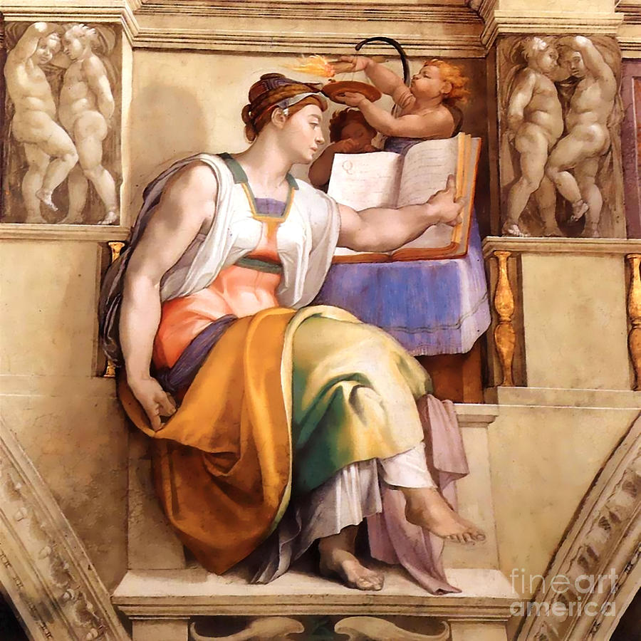 The Erythraean Sibyl Painting by Michelangelo Buonarroti